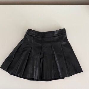 Crewcuts Black Pleated Faux Leather Mini Skirt